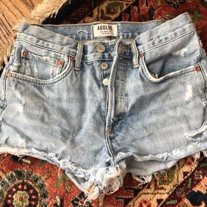 Agolde Parker denim cut off shorts